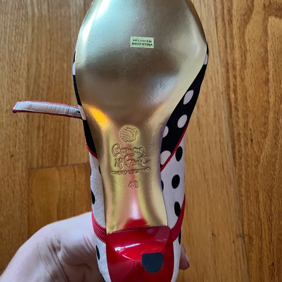 Comme Il Faut Amazing Dancing Shoes size 41 RARE polka dot white/black/red NEW! - Picture 4 of 7